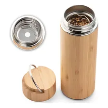 Garrafa Térmica 450ml Ecologica Bambu Aço Inox Infusor Cha Cor Garrafa Térmica Bambu Foto mini 4