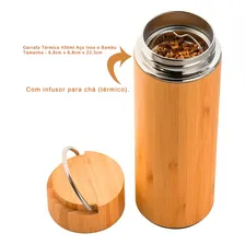 Garrafa Térmica 450ml Ecologica Bambu Aço Inox Infusor Cha Cor Garrafa Térmica Bambu Foto mini  3