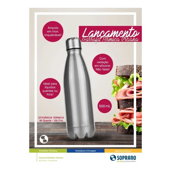 Garrafa Térmica Urbana 500ml Inox Soprano Foto 1