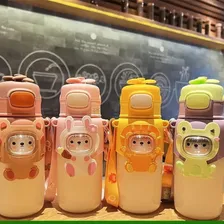 Garrafinha De Água Suco Leite Bichinhos Leão Colorida Com Alça Para Transporte E Canudo De Silicone Garrafinha Infantil Snel Home Foto mini 4