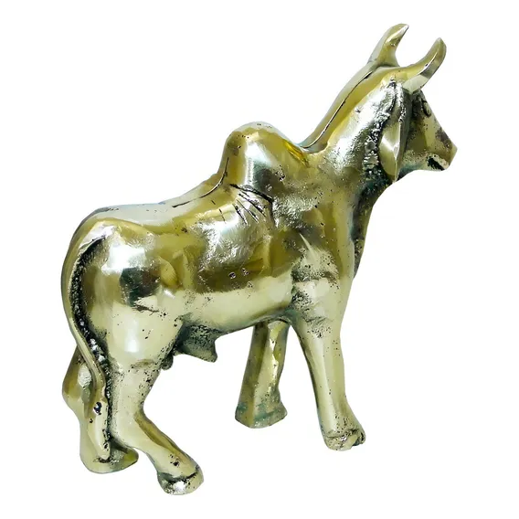 Garrote Boi Bronze Vaca Fazenda Escultura Estatueta Bezerro Cor Dourado-escuro Foto 1