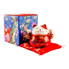 Gato Da Sorte Maneki Neko Cerâmica Decoração Oriental 11cm Foto mini 2