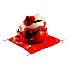 Gato Da Sorte Maneki Neko Cerâmica Decoração Oriental 11cm Foto mini 3