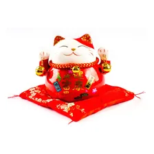 Gato Da Sorte Maneki Neko Cerâmica Decoração Oriental 11cm Foto mini 1