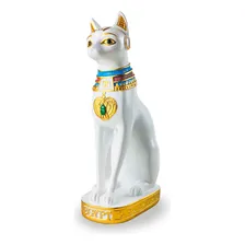 Gato Egípcio Bastet Branco 24,5m Símbolo Fertilidade Foto  mini 1