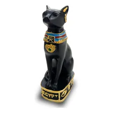 Gato EgĂpcio Bastet Preto 9cm SĂmbolo Fertilidade Pequeno Foto mini 1