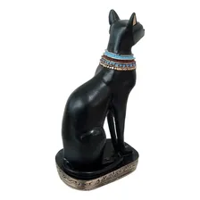 Gato Egipcio Bastet Sentado Deus Da Fertilidade Resina Cor Preto Foto mini  3