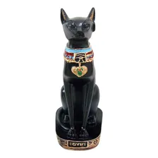 Gato Egipcio Bastet Sentado Deus Da Fertilidade Resina Cor Preto Foto mini  2