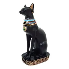 Gato Egipcio Bastet Sentado Deus Da Fertilidade Resina Cor Preto Foto  mini 1