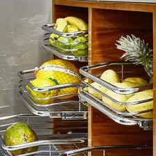 Gaveta Fruteira Aramada 470mm Deslizante Aço Inox Corrediça Cor Cinza Foto mini 2