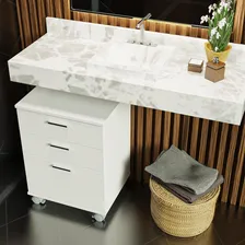 Gaveteiro Banheiro Branco Com 3 Gavetas E Rodinhas Madesa Foto mini 2