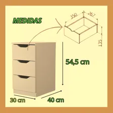 Gaveteiro Criado Mudo 3 Gavetas Decor Sala Escritorio Multivisão MDP branco Foto mini  2