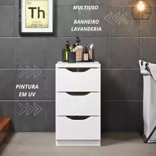 Gaveteiro Criado Mudo 3 Gavetas Decor Sala Escritorio Multivisão MDP branco Foto mini 4