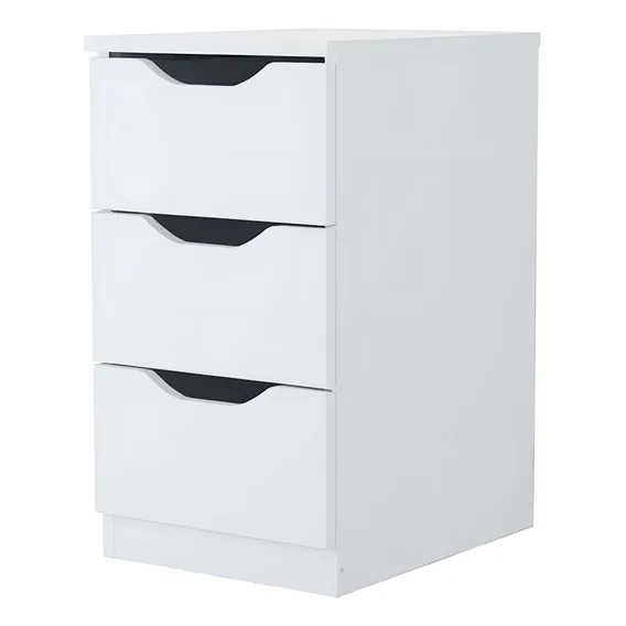Gaveteiro Criado Mudo 3 Gavetas Decor Sala Escritorio Multivisão MDP branco Foto 1
