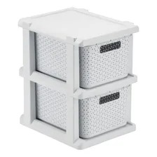 Gaveteiro Plastico Rattan 02 Gavetas Com Rodizio Branco Foto mini 1
