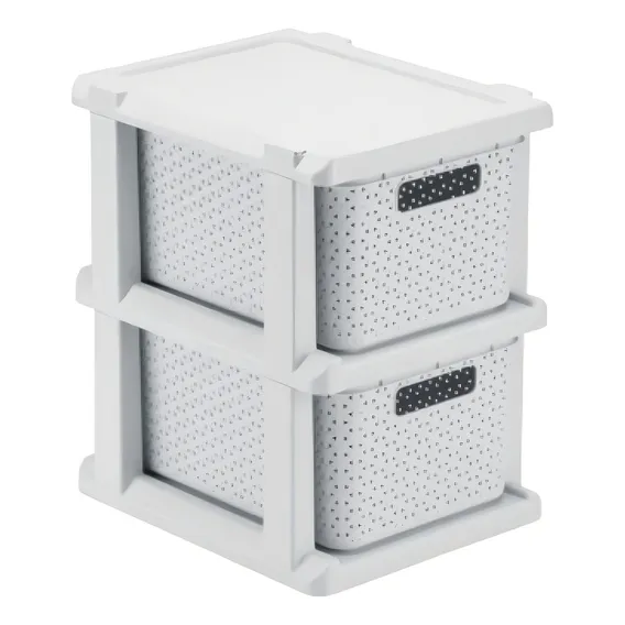 Gaveteiro Plastico Rattan 02 Gavetas Com Rodizio Branco Foto 1