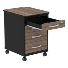 Gaveteiro Volante Maxxi 4 Gavetas Preto/walnut Pandin Foto mini 3