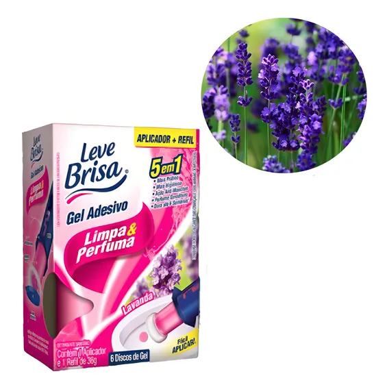 Gel Adesivo Vaso Sanitário Banheiro Leve Brisa Lavanda C/06 Foto 1