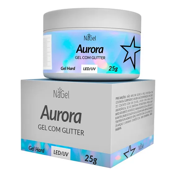 Gel Aurora 25g Nagel - Led/uv Gel Com Glitter Para Unhas Foto 1