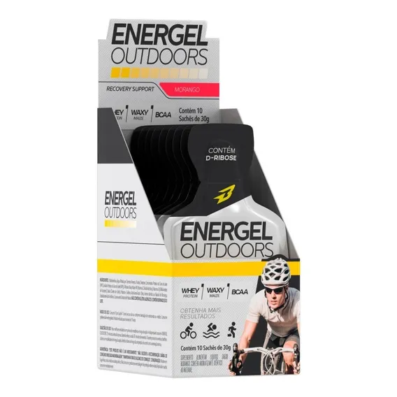 Gel Energel Outdoors Cx 10 Sachês De 30g - Bodyaction Sabor Morango Foto 1