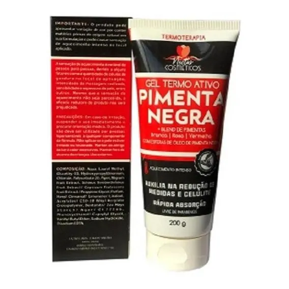 Gel Termo Ativo Pimenta Negra 200g - Néctar Cosméticos Foto 1
