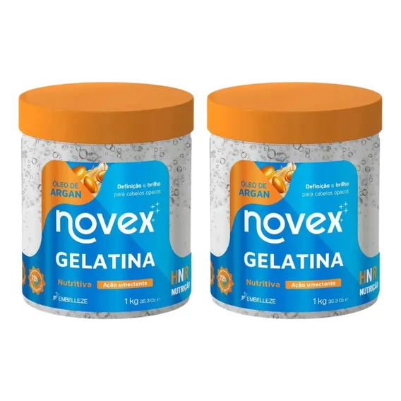 Gelatina Capilar Novex 1000g Oleo De Argan Nutritiva - 2un Foto 1