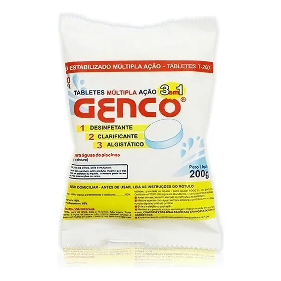 Genco Cloro Pastilha Múltipla Ação Para Piscina 200g Tablete Foto 1