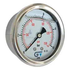 Genebre Manômetro 0 A 10 Bar Horizontal Com Glicerina Inox 63mm 1/4 Foto mini 1