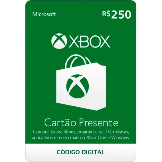 Gift Card Microsoft Xbox Live Cartão Presente 250 Reais Br Foto 1