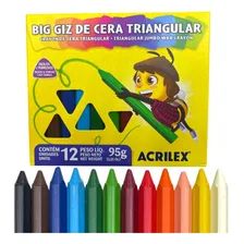 Giz Cera Grosso Big Triangular 12 Cores Jumbo Acrilex Foto mini 3