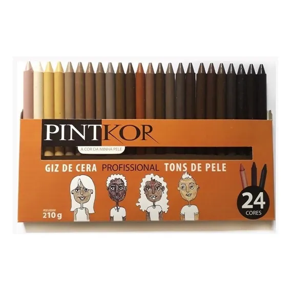 Giz De Cera Profissional Pintkor 24 Tons De Pele Cor Marrom-claro Foto 1