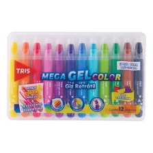 Giz De Cera Retrátil Mega Gel Color 12 Cores Cheirinho Tris Foto  mini 1