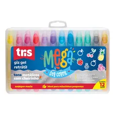 Giz De Cera Retrátil Mega Gel Color 12 Cores Metalicas Tris Foto mini 1
