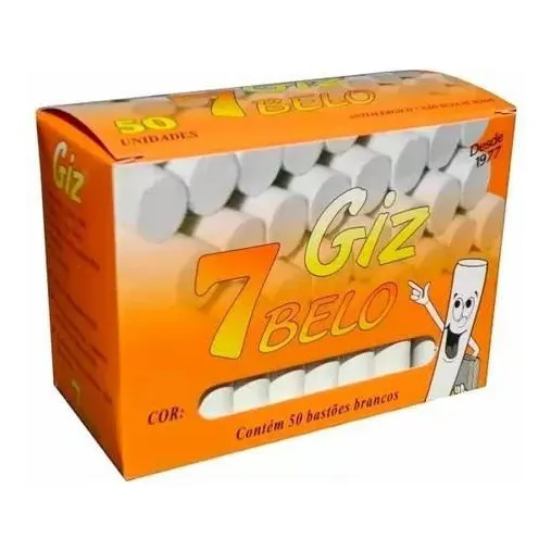 Giz Escolar Branco Com 50 Unidades 7 Belo Foto 1