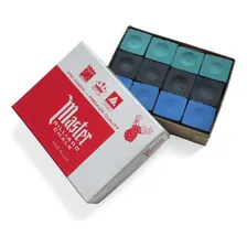 Giz Master Bilhar Sinuca Cx C/ 12 Peças Cor Azul / Preto / Verde Foto mini 1