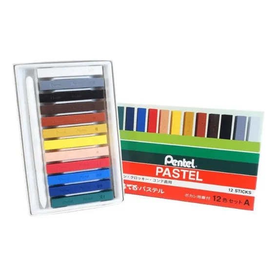 Giz Pastel Seco 12 Cores Pentel Foto 1