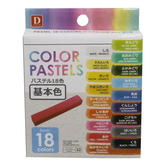 Giz Pastel Seco Com 18 Cores Tecido Cabelo Daiso Japan Foto 1