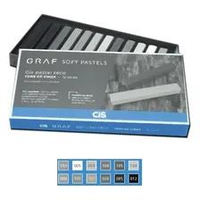 Giz Pastel Seco Graf Soft Pastels Tons De Cinza 12 Cores Cis Foto mini 2