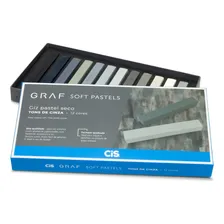 Giz Pastel Seco Graf Soft Pastels Tons De Cinza 12 Cores Cis Foto mini 1