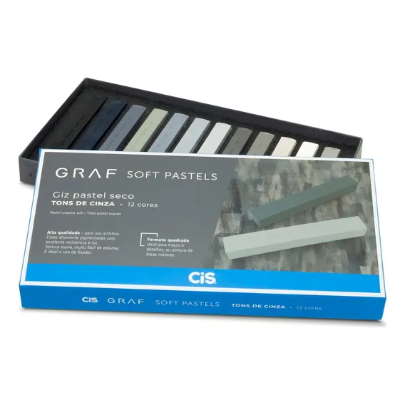 Giz Pastel Seco Graf Soft Pastels Tons De Cinza 12 Cores Cis Foto 1