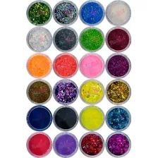 Glitter Encapsulado Flocado Para Unhas 24 Lindas Cores 24un Foto  mini 1
