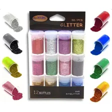 Glitter Mix - Purpurina Artesanato - Kit Com 12 Potes - Umk Foto mini 2