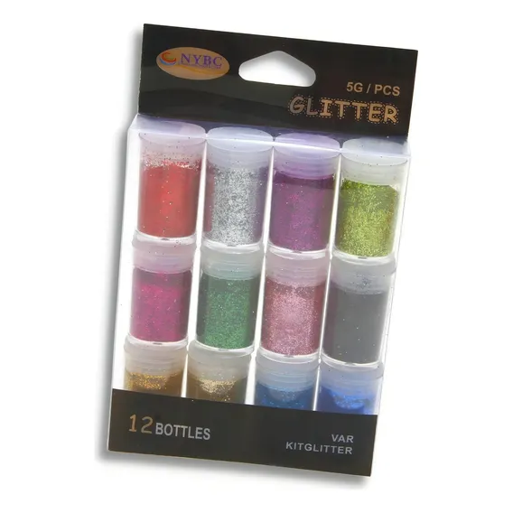 Glitter Mix - Purpurina Artesanato - Kit Com 12 Potes - Umk Foto 1