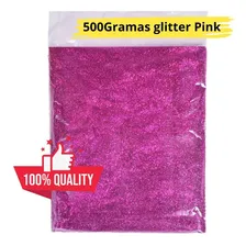 Glitter Purpurina Pó Brilho Decoração Prata 500g Cor Pink Foto mini 1