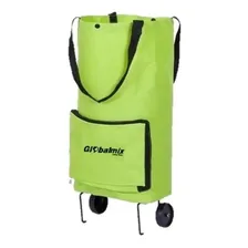 Globalmix GT083 Bolsa De Compras Reforçada 2 Rodas Portatil Sacola Carrinho Cor Verde-lima Lisa Foto mini 4