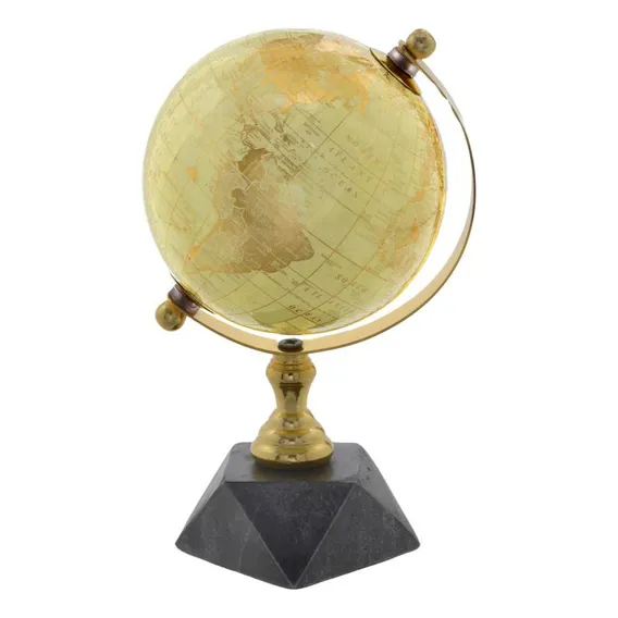 Globo Terrestre Decor Em Aluminio E Pedra Dour E Preto 24cm Foto 1