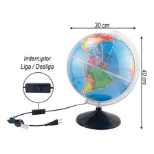 Globo Terrestre PolĂtico 30cm Diâmetro Bivolt Lâmpada Led Foto mini 4