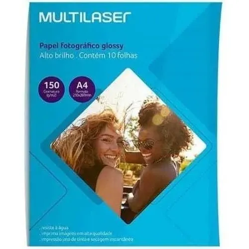 Glossy Paper Multilaser A4 150g C/ 10 Folhas Pe002 Cor Branco Foto 1