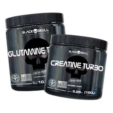 Glutamina 300g + Creatina 150g - Caveira Preta - Black Skull Sabor Sem Sabor Foto  mini 1