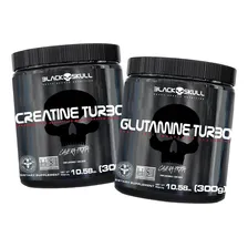 Glutamina 300g + Creatina 300g - Caveira Preta / Black Skull Sabor Sem Sabor Foto mini 1